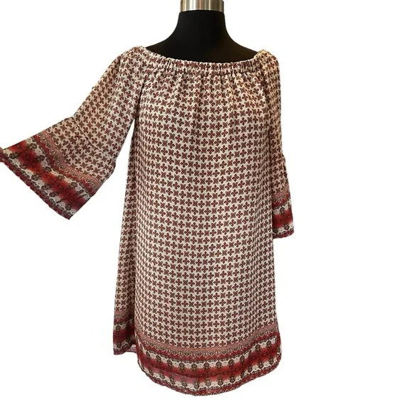 Carolina Belle Montreal retro off shoulder shift dress bell sleeve 2 sma… - Picture 1 of 15
